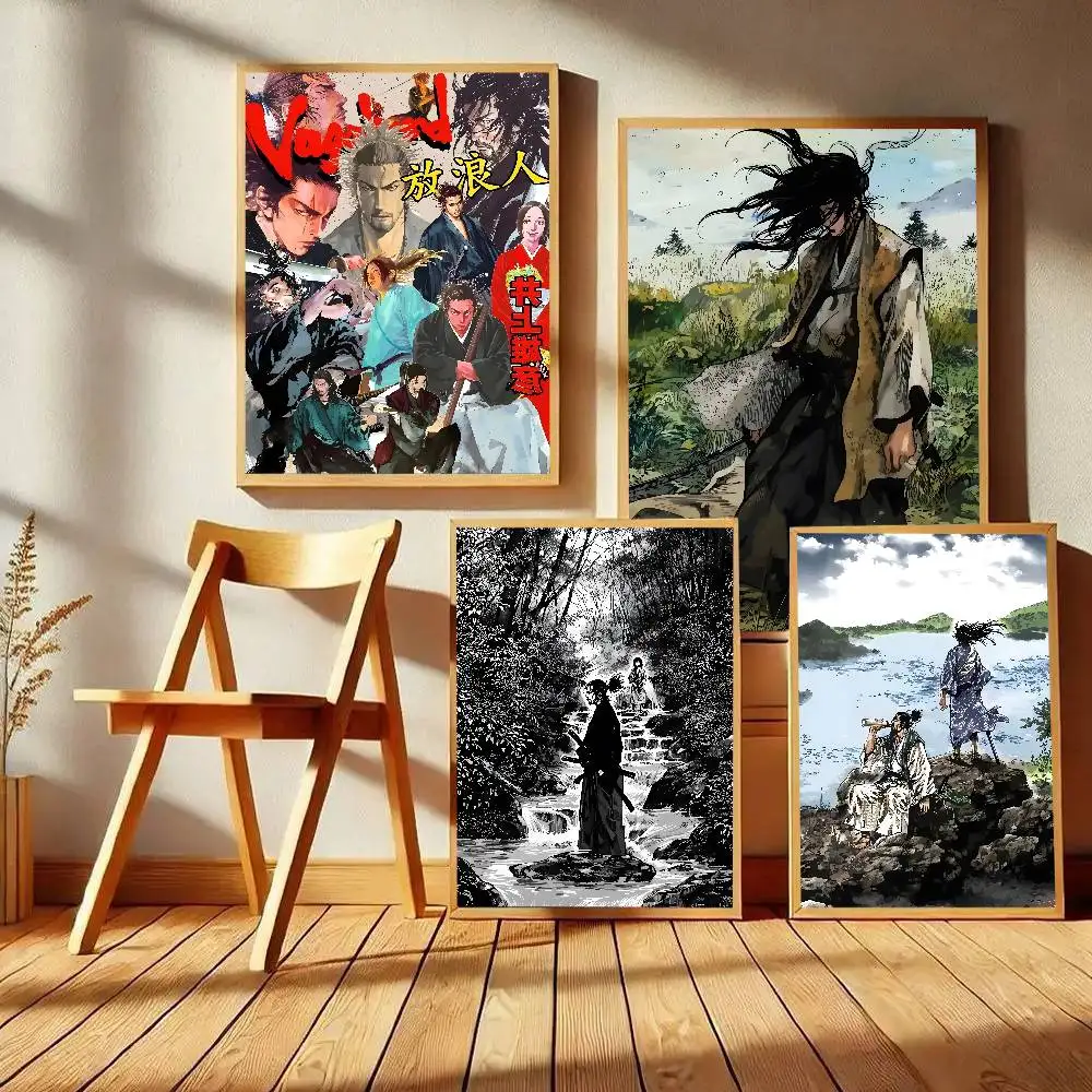 Vintage Japanese Anime Manga Miyamoto Musashi Vagabond Poster Art With Prints Home Bedroom Living Room Decoration Gift