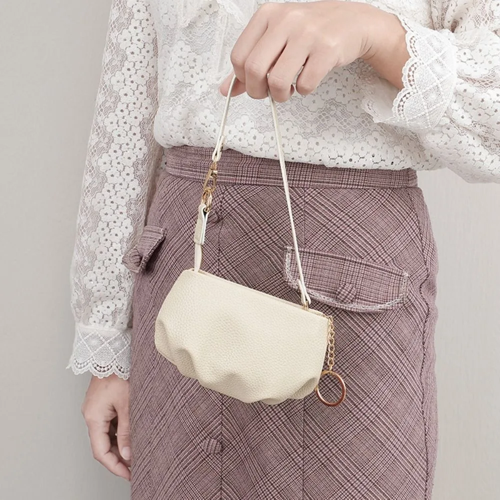 Adjustable Luxury Crossbody Coin Purse Solid Color Lightweight Small Dumpling Purse PU Leather Casual Chain Handbag Satchel