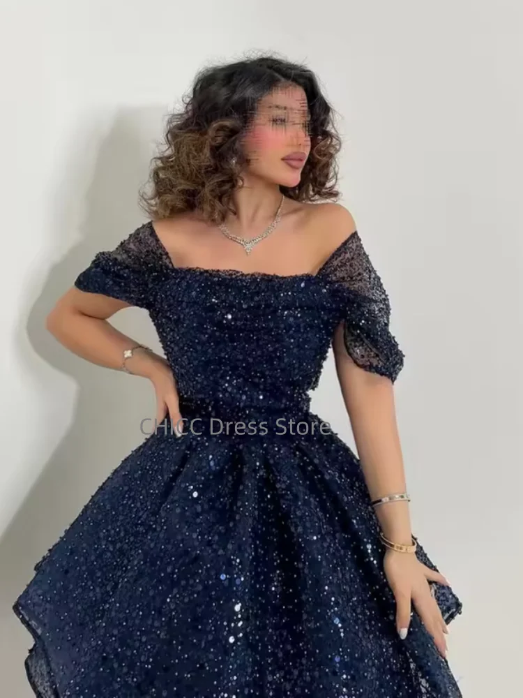 เลื่อมชุดราตรีปิดไหล่แขนกุดชุดราตรีมินิงานค็อกเทลปาร์ตี้ชุดที่กำหนดเอง فساتين سهرة