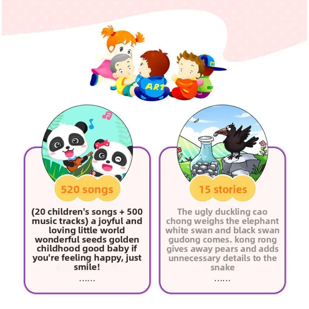 Máquina educacional recarregável de aprendizagem para bebês, brinquedo de história musical para crianças de 6 meses e 1 ano de idade, diversão para desenvolvimento inicial