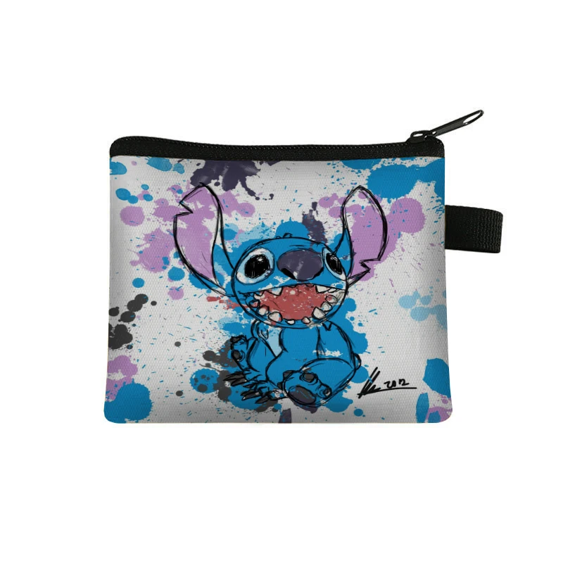 New Disney Stitch Anime Coin Purse Lilo&Stitch Wallet Cartoon Children Portable ID Card Holders Canvas Key Storage Bag Gift