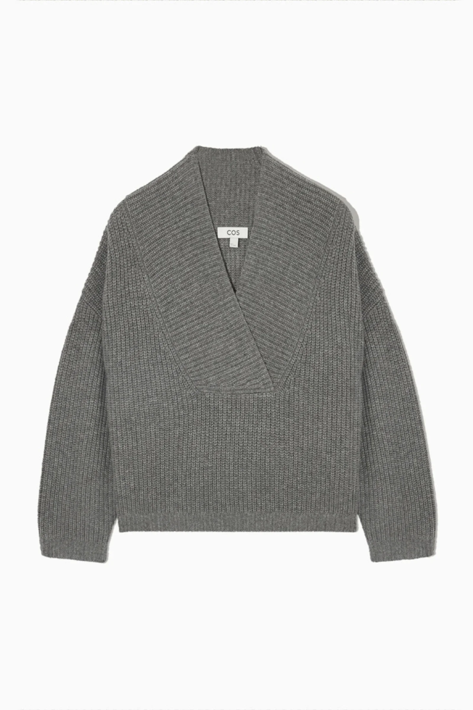 Traje etéreo 2025 cos invierno nuevo estilo de suéter de mezcla de lana con cuello en V informal y a la moda para mujer