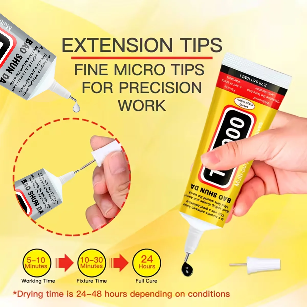 Colla adesiva nera T7000 da 15/50/110 ml per la riparazione del telefono, super colla multiuso trasparente fai da te B7000 con punta per applicatore di precisione