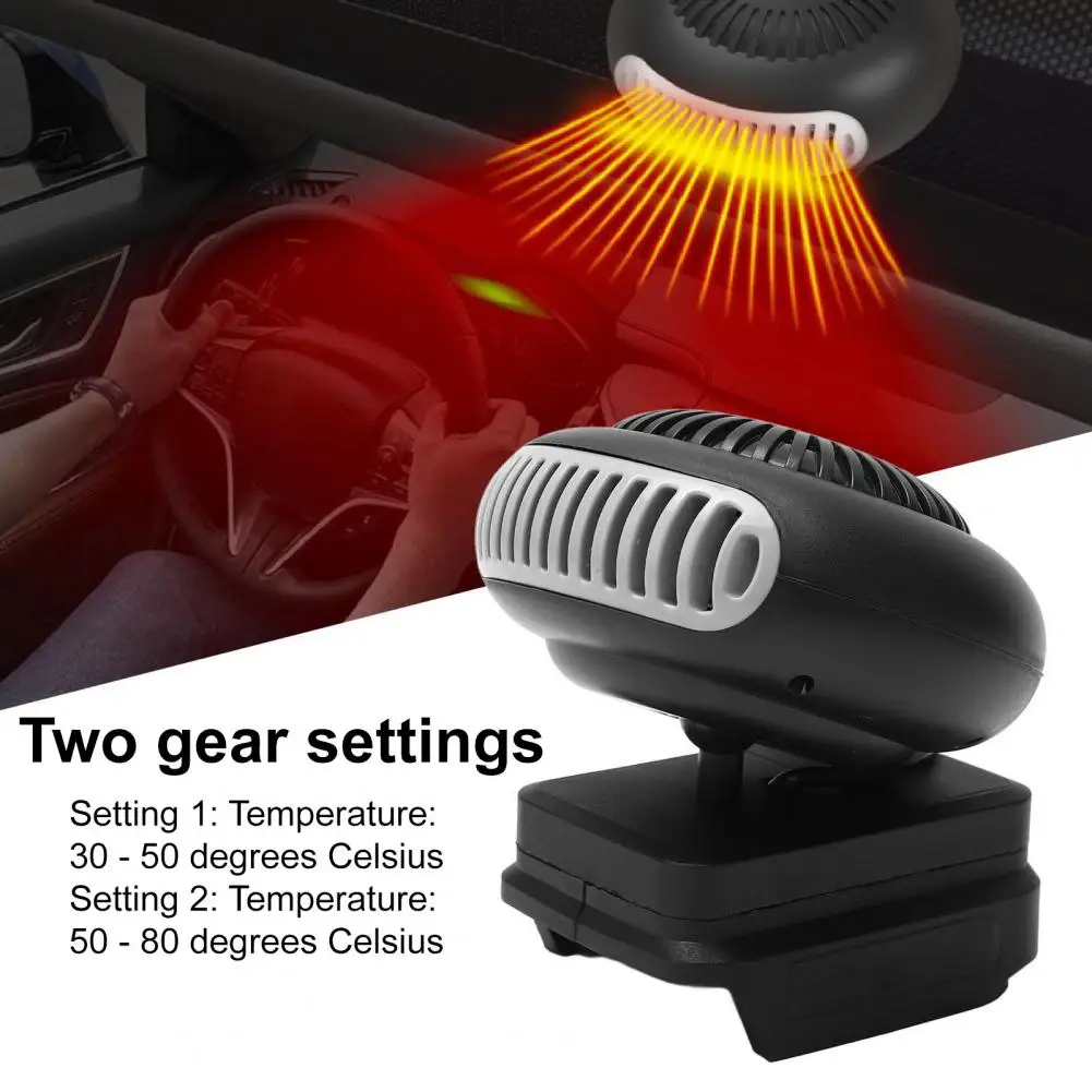 Mini Car Fan Heater with Battery Tilt Protection 1500mAh Rechargeable Auto Windscreen Defroster Heater