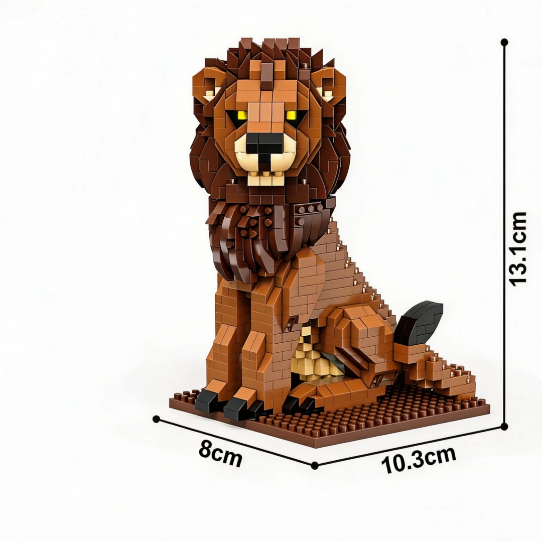 WIST BUILT Leeuw Tijger Giraffe 3D Dieren Micro Bouwsteen Speelgoed-Creatieve Desktop Decor, Puzzel Kerst Verjaardagscadeaus voor Kinderen