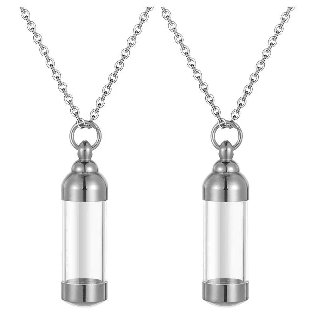 

2 шт., ожерелья с подвеской на пепех домашних животных, урна из нержавеющей стали, ювелирные изделия для кремации, мемориальное ожерелье на память для домашних животных, ожерелье с урной для домашних животных