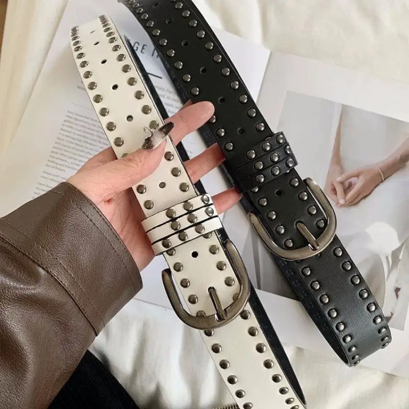 

Fashion Rivet Belt Heavy Metal Belt Men Women Punk Rock Style Designer Belt Jeans Belt Y2K Belt Fashion Decoration Women's Belts