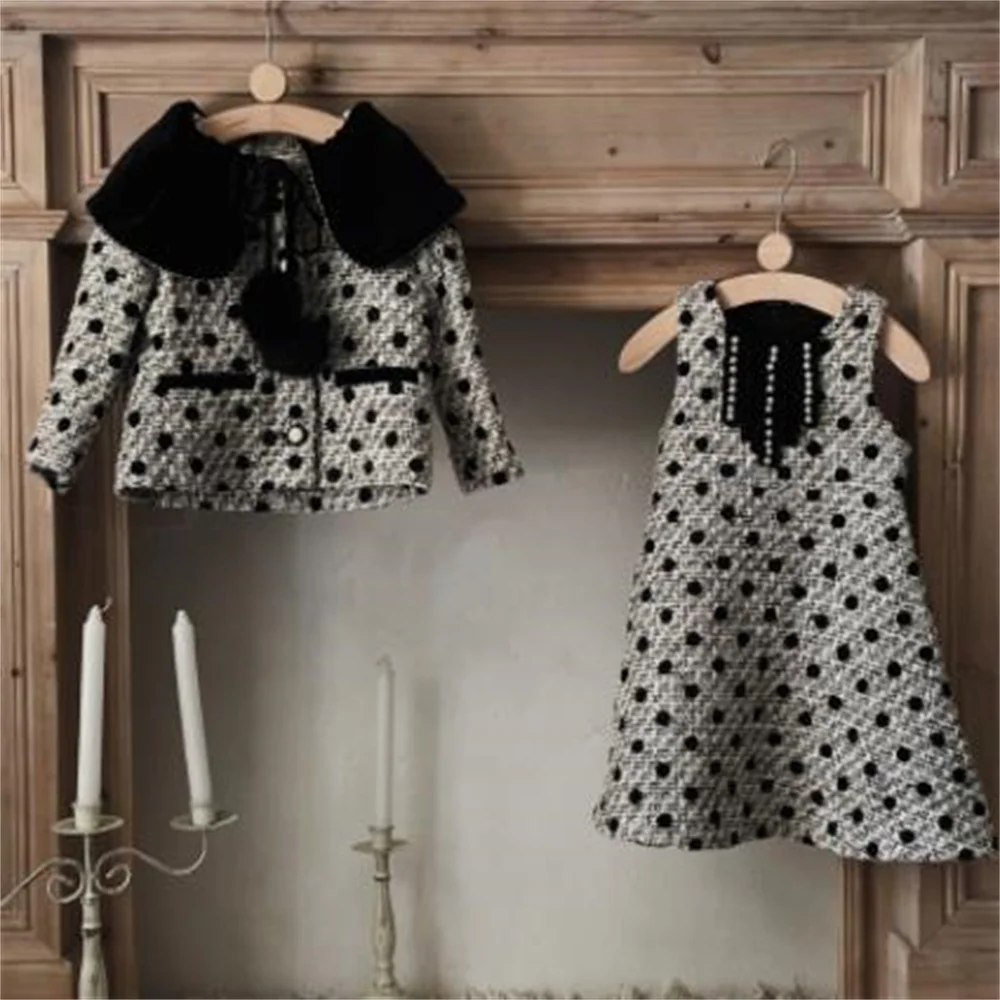 Girls' Tweed Sleeveless dress Autumn/Winter New Fashion Children's coat Girl Fashion Two Piece