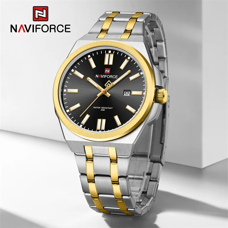 

NAVIFORCE Brand New Men's Business Watch Waterproof Leisure Stainless Steel Quartz Wristwatches Male Luminous Clock Reloj Hombre