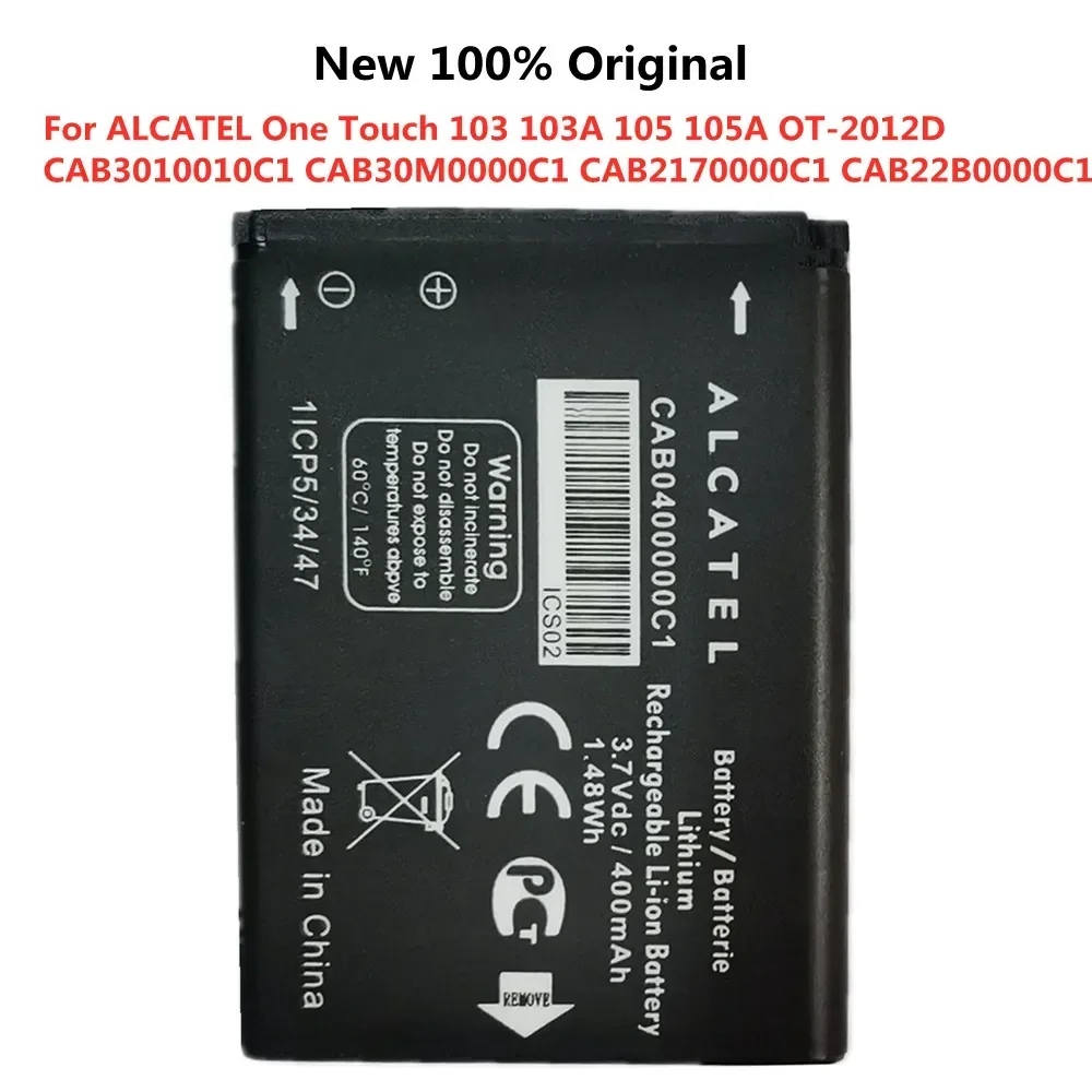 

New CAB0400000C1 Replacement Battery For ALCATEL One Touch 103 103A 105 105A OT-2012D Mobile Phone Battery Bateria Batteries