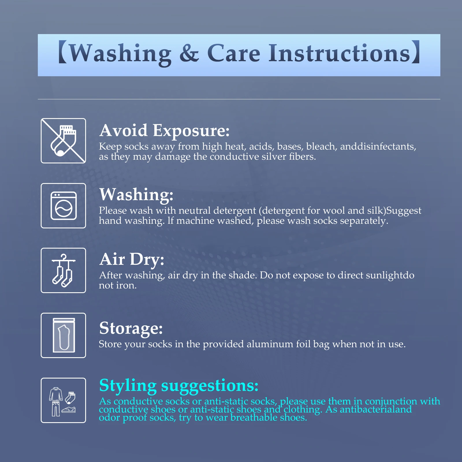 코튼 실버 주입 양말, 전도성 접지 양말, 항균 및 습기 위킹 쿼터, 남성용 양말, 6 쌍