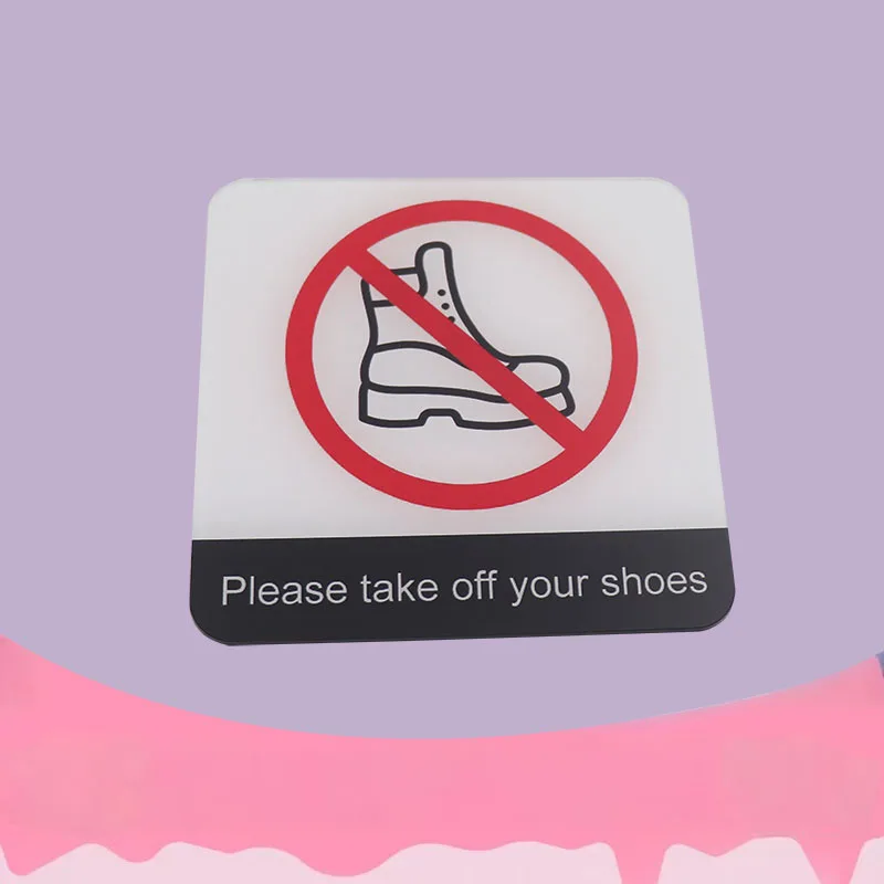 يرجى خلع علامات أحذيةك لافتات لوحة علامات أكريليك ملصق لوحة غرفة نوم منزلية خاصة ملصقات جدار علامة تحذير