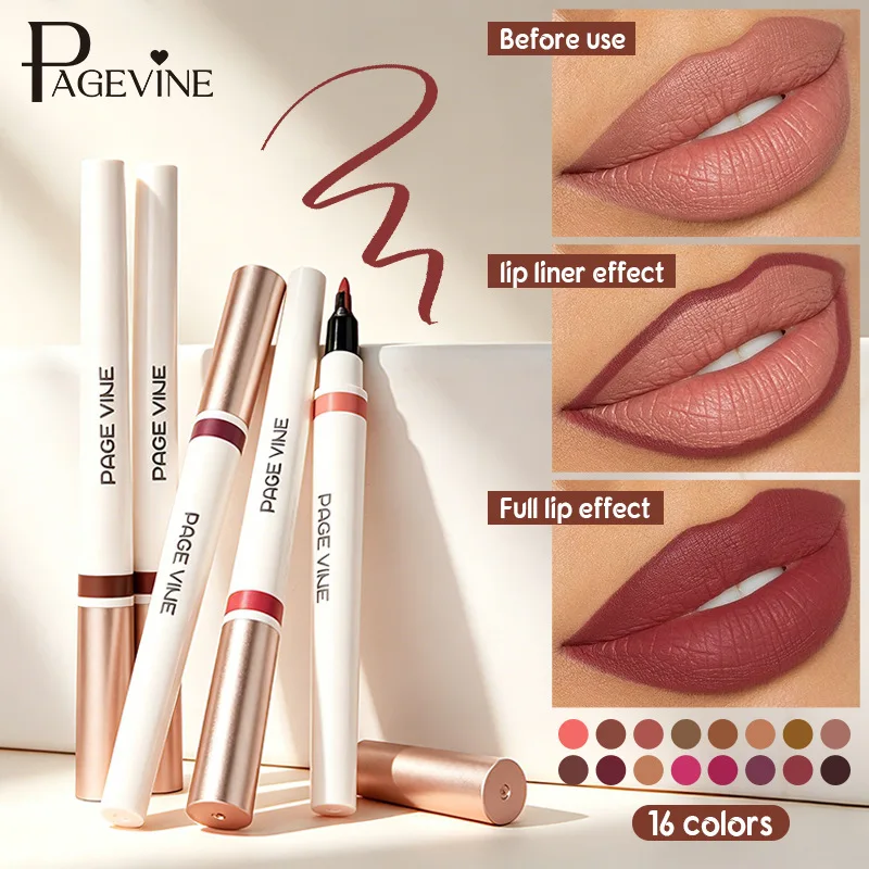Lápiz Delineador de Labios de Larga Duración, Herramienta Cosmética Mate Suave 2 en 1, Delineador de Labios en Barra de Secado Rápido, Resistente a Manchas, Lápiz Labial Natural