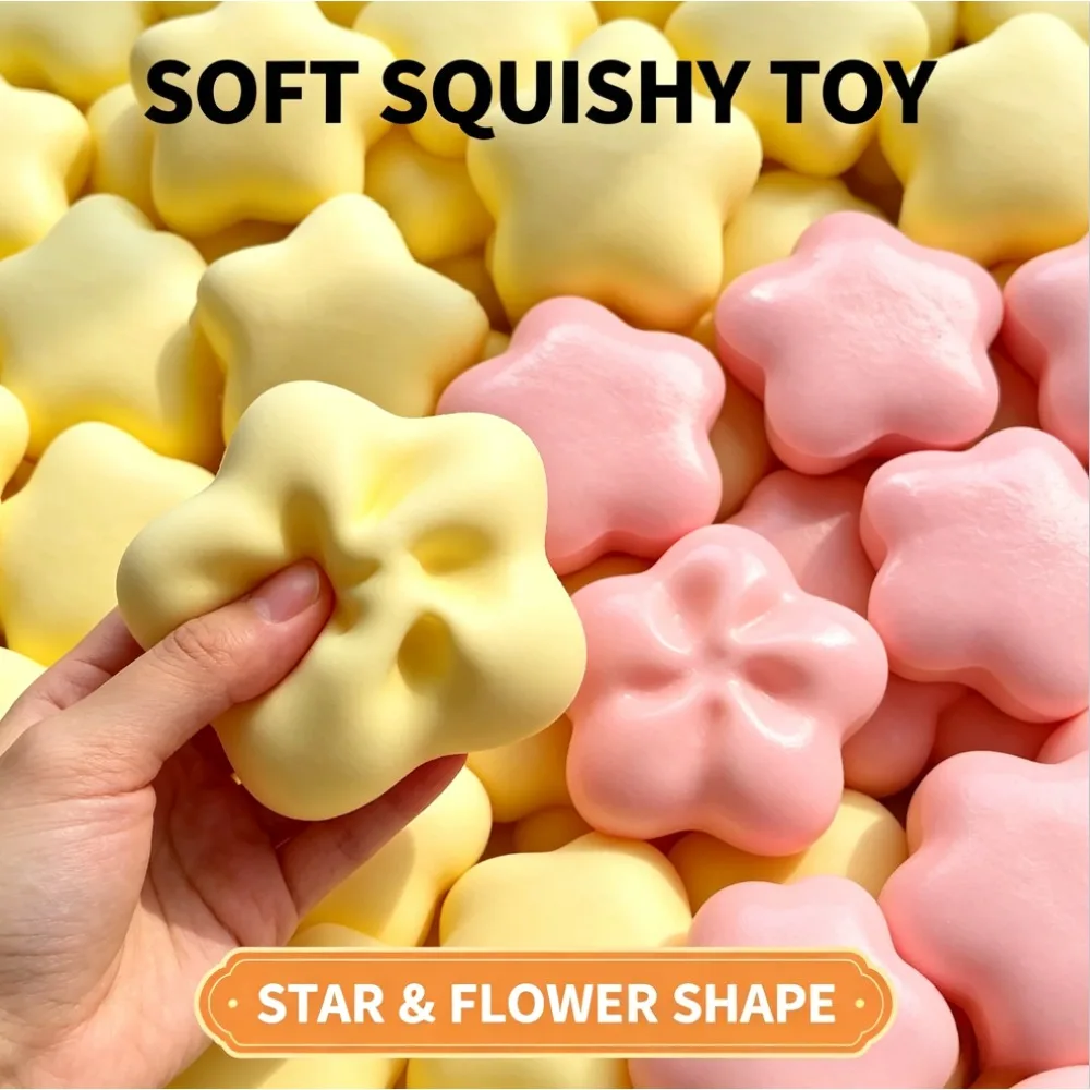 Pastel Creamy Star  Squishy Slow Rising Squeeze Toy Soft Handheld Decompression Toy Kids Adults Relax Fidget Toy