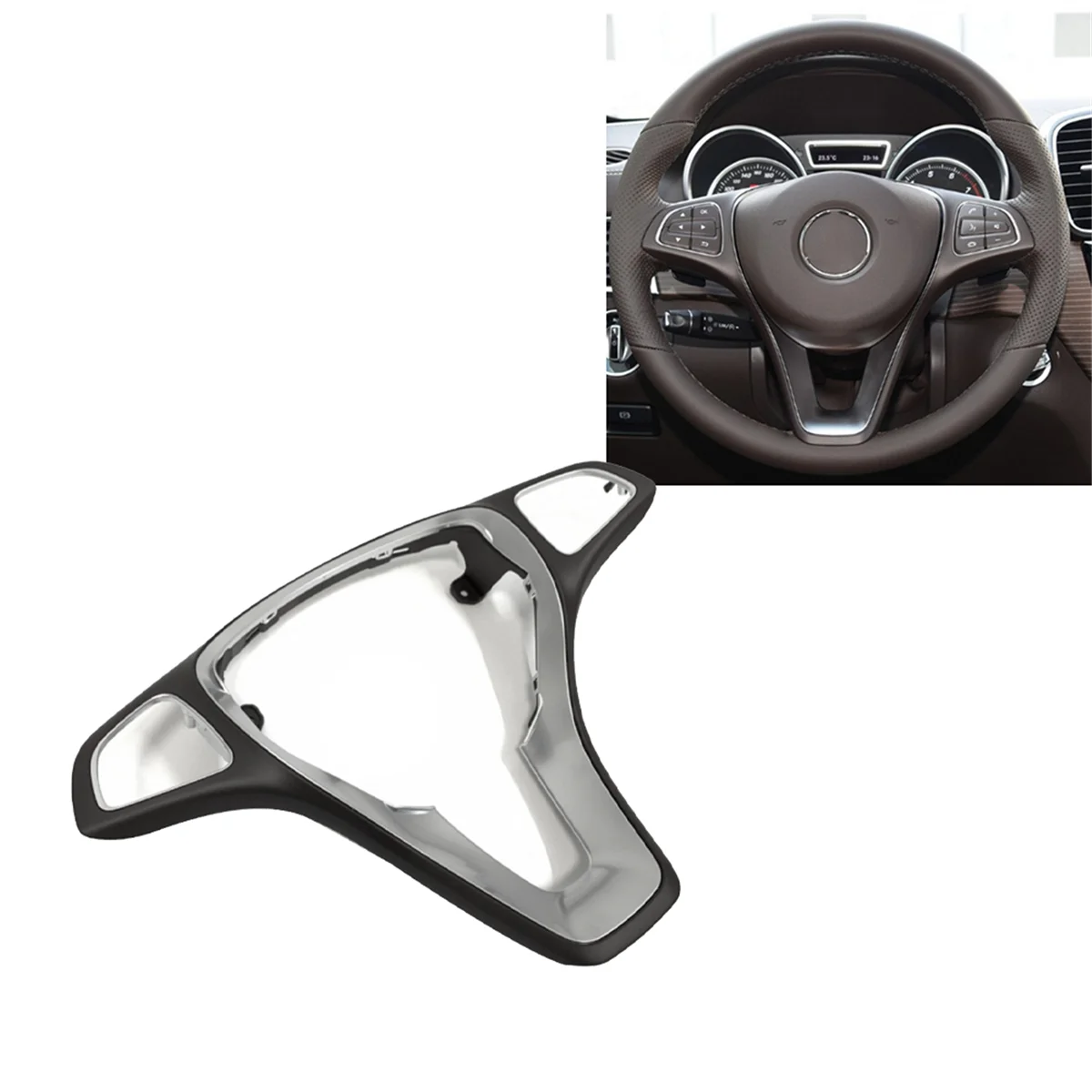 Car Steering Wheel Panel Cover for Mercedes Benz W176 W246 W205 W213 W218 W117 W292 W166 W447 W156 X253 W448 Mocha