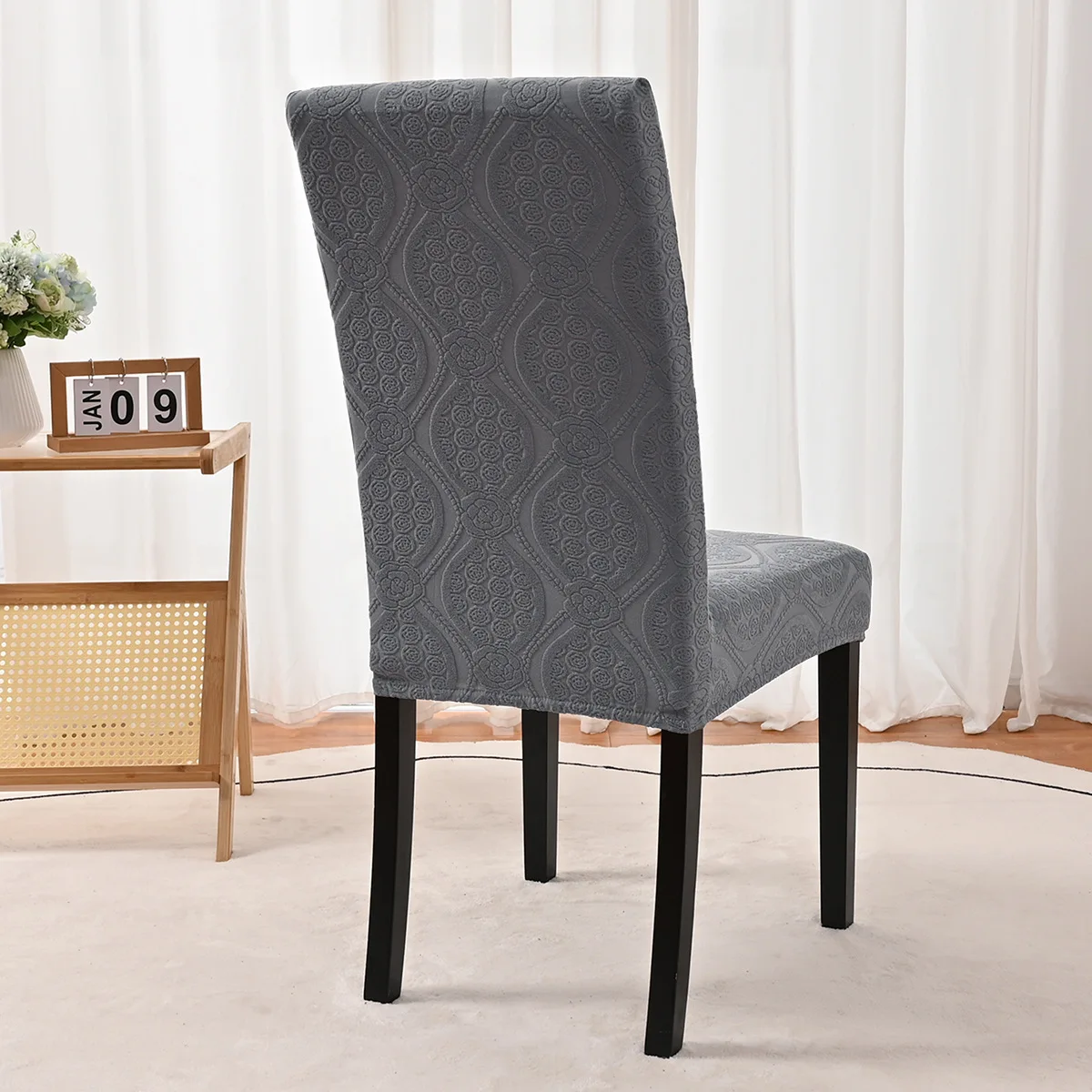 ديكور المنزل غطاء كرسي جاكار لغرفة الطعام مأدبة الزفاف بسط كرسي حامي كرسي الغلاف قابل للغسل سهلة الرعاية 2026 #4