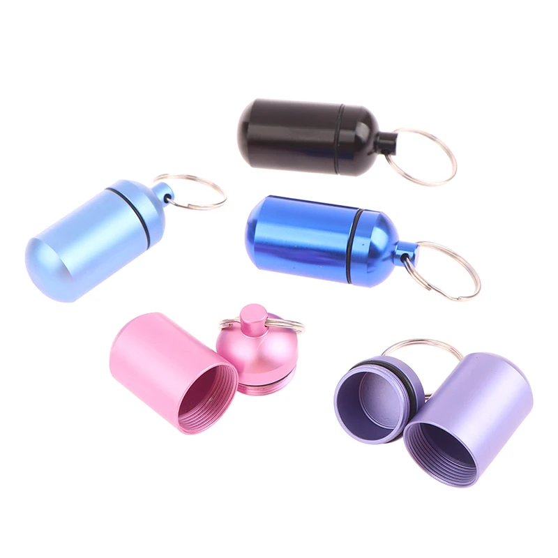 Porte-clés en métal étanche 2.3x5cm, bouteille de médicaments Portable pour l'extérieur, stockage scellé, bouteille de médicaments de premiers secours, vente en gros