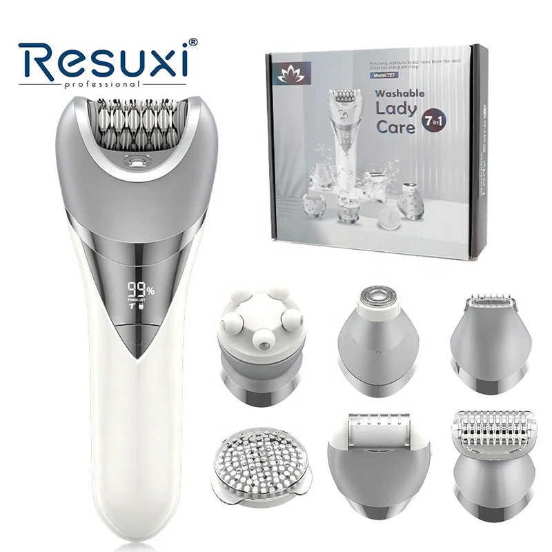 

Новая женская бритва Resuxi 727, набор для ухода за 7 в 1, безболезненная водонепроницаемая бритва IPX6 для женщин, женская бритва для тела, электрический эпилятор
