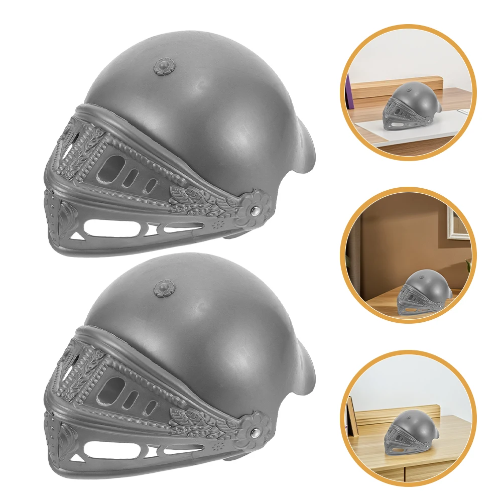 

2 Pcs Retro Party Dress Up Ancient Rome Cosplay Supply Hat Cap Costume Light Grey Carnival Ornament Child