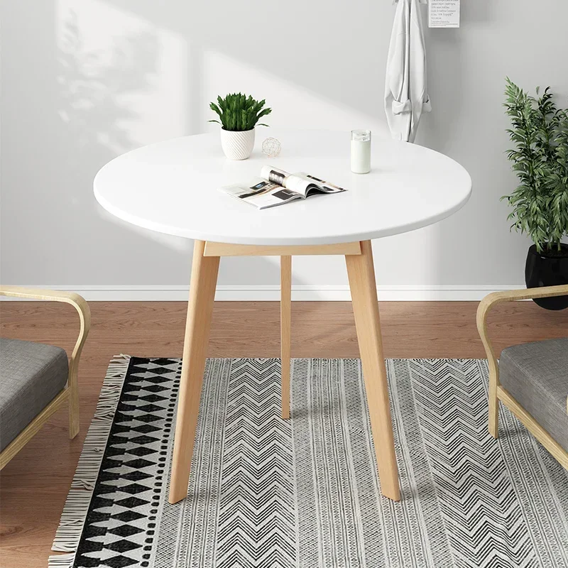 

Solid wood simple small table European living room home new rental house small apartment round coffee table