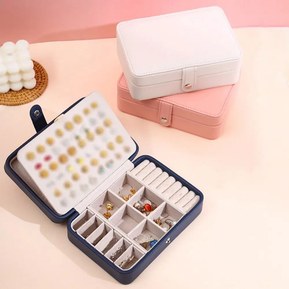 Leather Jewelry Box Double-layer Portable Ring Earring Necklace Storage Box Multi-compartment Jewelry Packaging Display Box