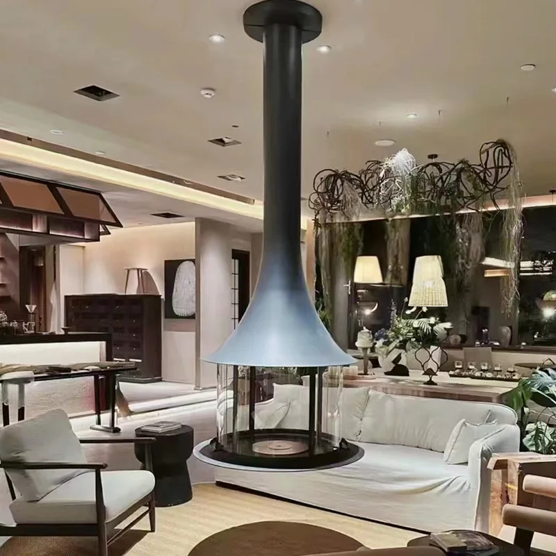 

Fireplace Manufacturer Horn Hanging Fireplace Electronic Atomization Real Fire Wood Burning Fireplace Hotel B & B Round Suspende