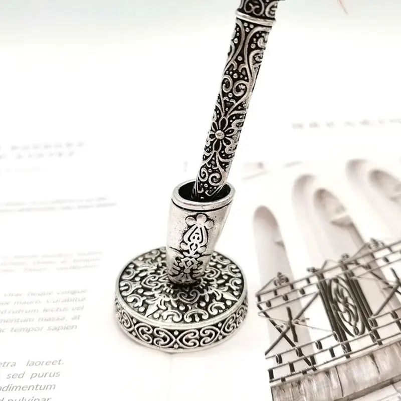 Vintage Feder Stift Stand Metall Europäischen Stil Runde Stift Halter Brunnen Pen Veranstalter Zubehör Edelstahl Lehrer Geschenke