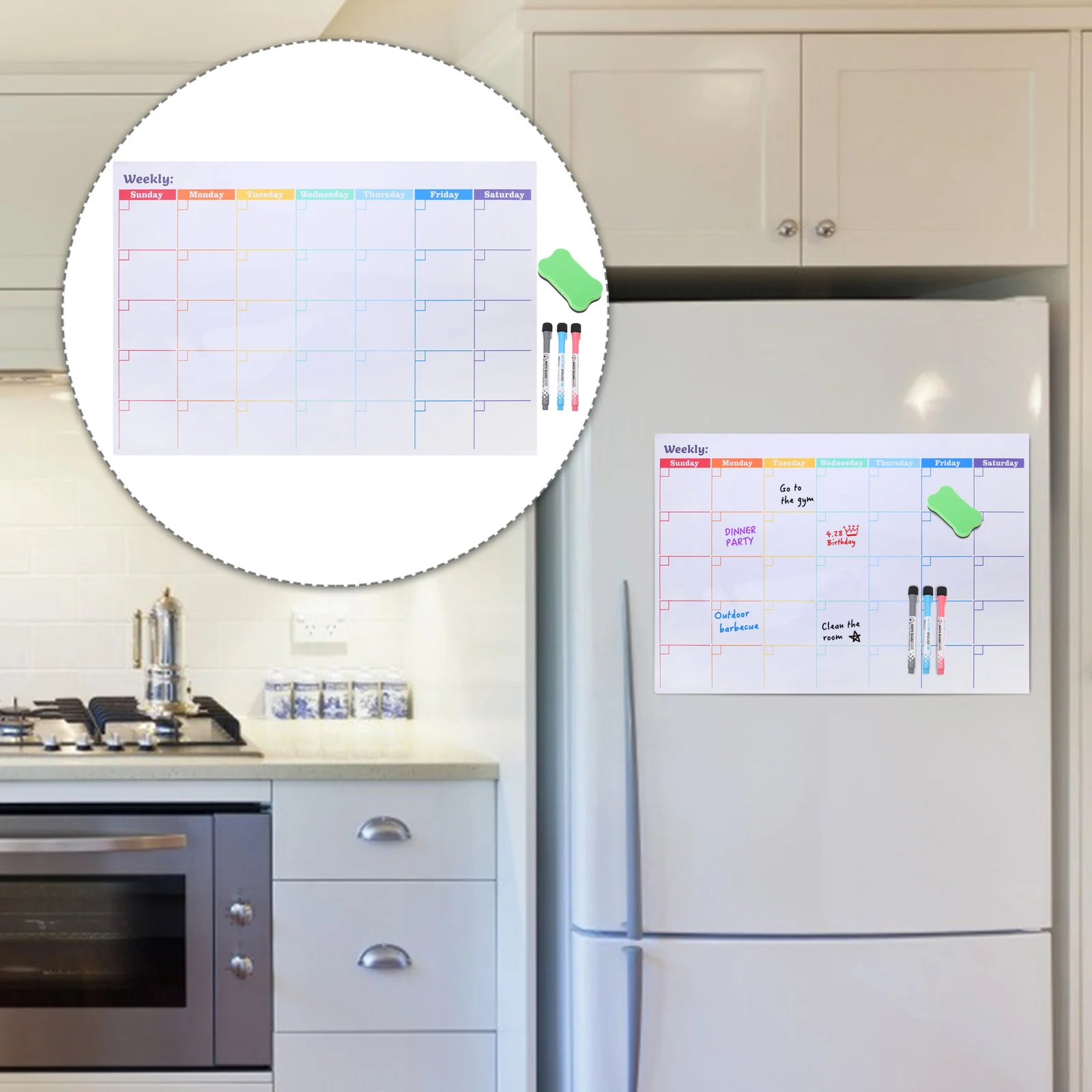 

Magnetic Monthly Planner Dry Erase Calendar Whiteboard for Fridge Refrigerator Home Office School PVC PET Plastic Coated Smooth