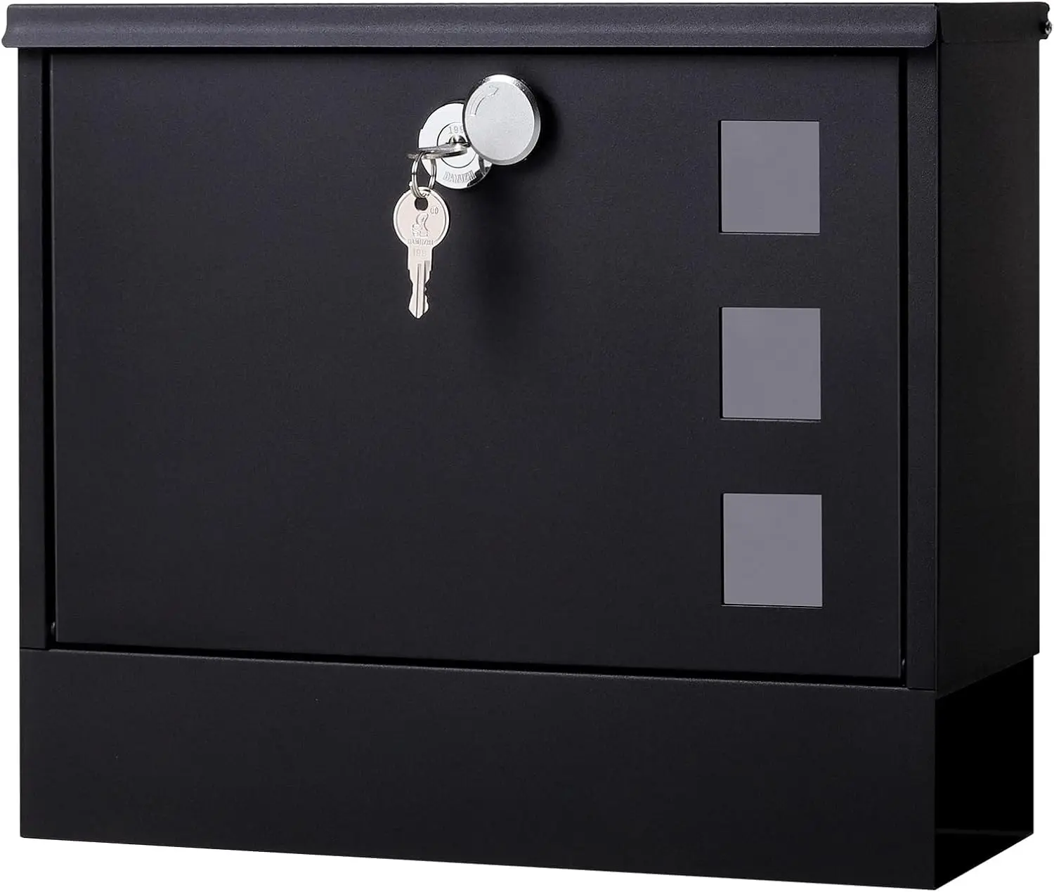 

Locking Mailbox Wall Mount for Outside - Large Capacity Letter Box with Key Lock, 14.3 x 4.1 x 11.8 Inch, Black