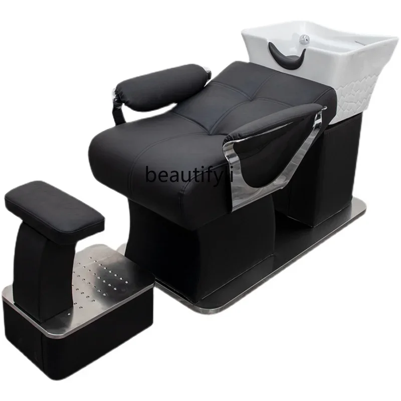 smt03 Liegender halber Shampoo-Stuhl für den Friseursalon, spezielles Spülbett, Massagecouch, Friseursalon, Keramikbecken