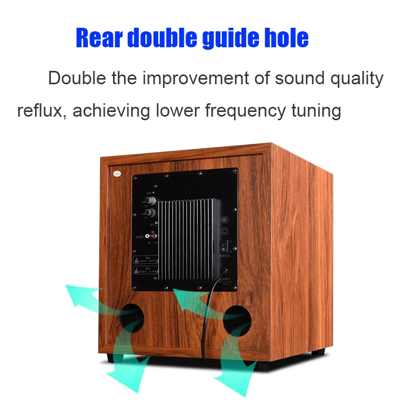 12インチ重低音木製アクティブサブウーファー5.1ホームシアターブックシェルフワイヤレスBluetoothサウンドシステムスピーカー