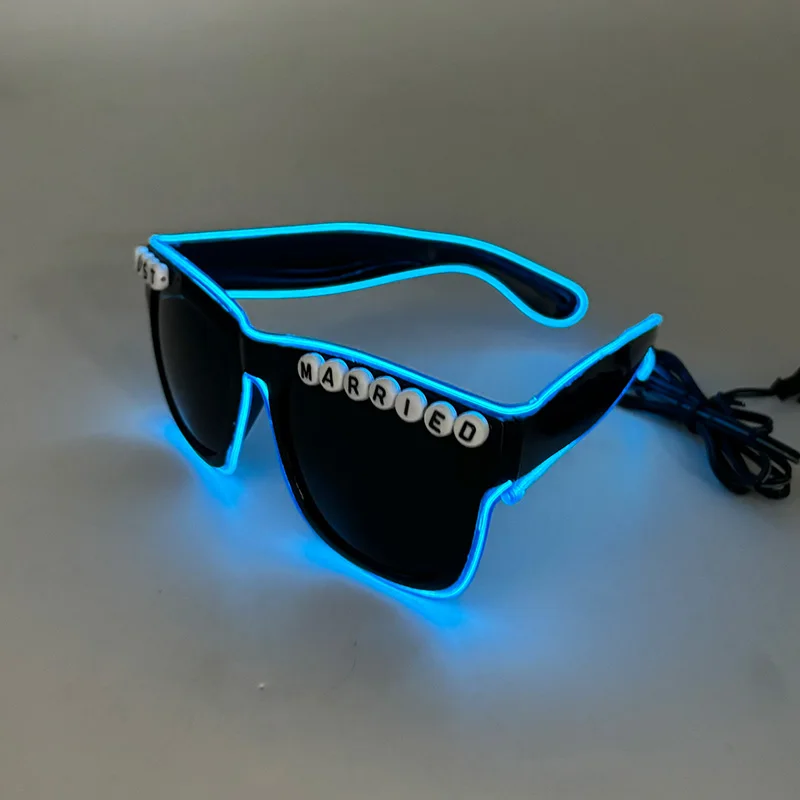 1/10pcs Luminous Glowing Just Married Glasses For Couple LED Light Up Glasses Wedding Party Supplies Neon Sunglasses Photo Props