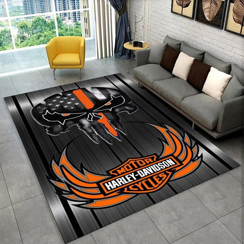Retro H-Harleys Racing Moto Non-Slip Area Rug for Living Room,Bedroom,Playroom,Soft Carpet Floor Mat Home Decor Rug Kids Room