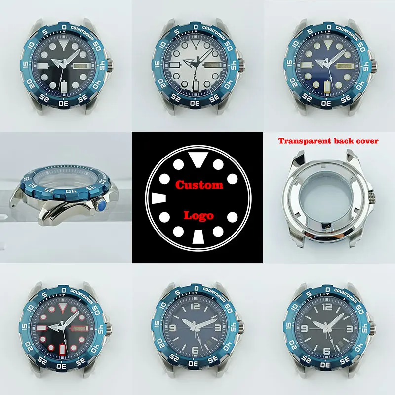 

Корпус NH36 для дайвинга, 44 мм, циферблат с логотипом, подходит для механизма NH35, NH36, сапфировое стекло, нержавеющая сталь 316L, корпус NH35, детали корпуса часов