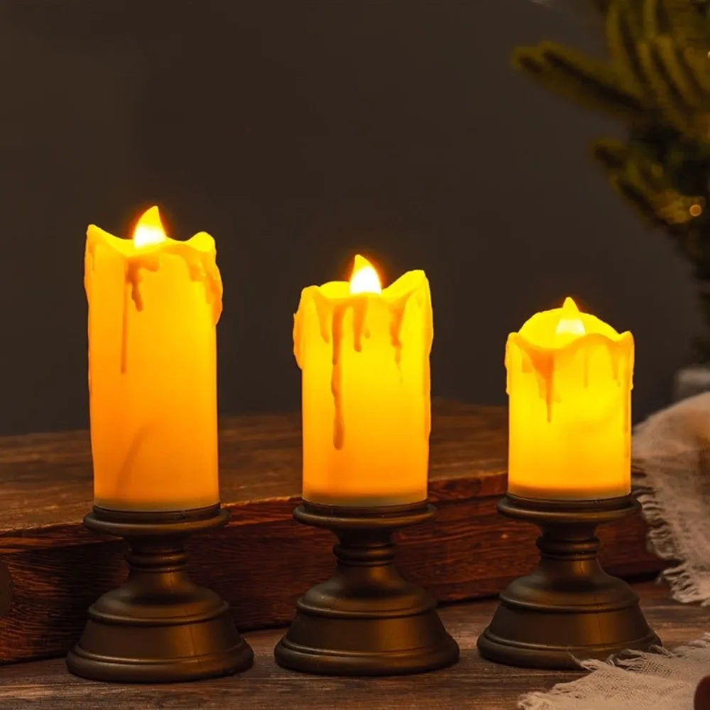 Simulation Candle LED Electronic Candle Light Atmosphere Lamp Retro Crying Candlestick Decorative Flameless