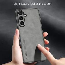 For Samsung Galaxy S24 FE S24FE Case PU Leather Skin Hard Cover Matte Phone Case Silicone Bumper for Samsung Galaxy S24 FE S24FE
