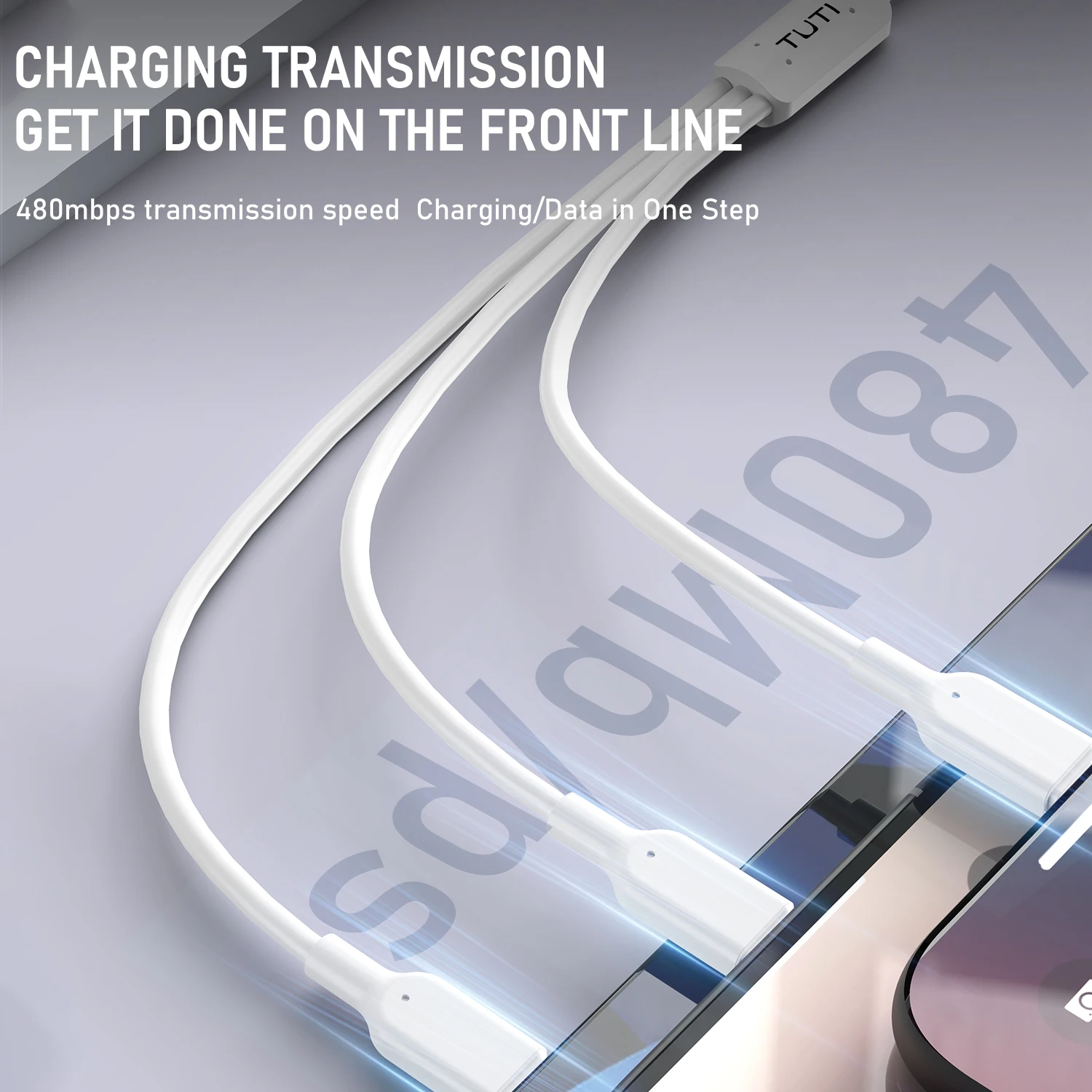 TUTI 3 in 1 USB charger Cable with Lightning Type C Micro USB Connectors for iPhone Android Cell Phones Tablets Use Charging