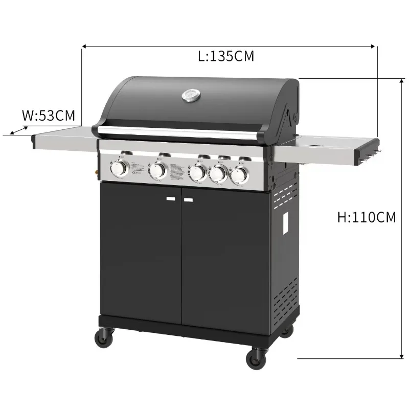 【Popular】High Quality Stainless Steel Outdoor BBQ Grill Home Use  Fuel Grill Electronic Ignition Smokeless Metal BBQ Trolley