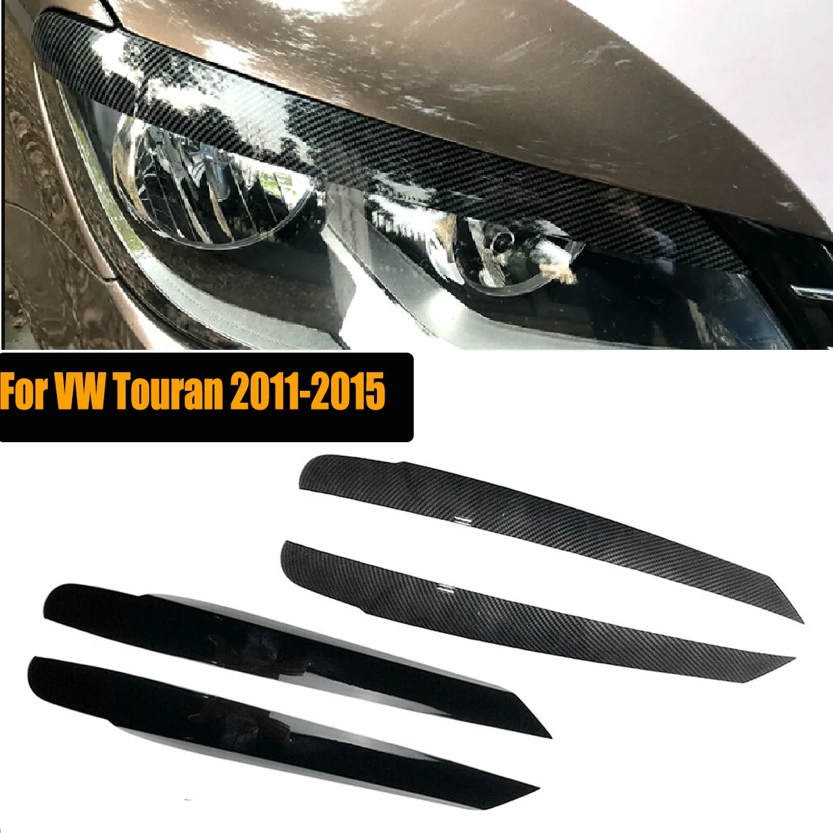 

For Volkswagen VW Touran 2011-2015 Headlights Eyebrow Cover Head Lamp Eyelids Stickers Trim Decoration Car Accessories 2PCS