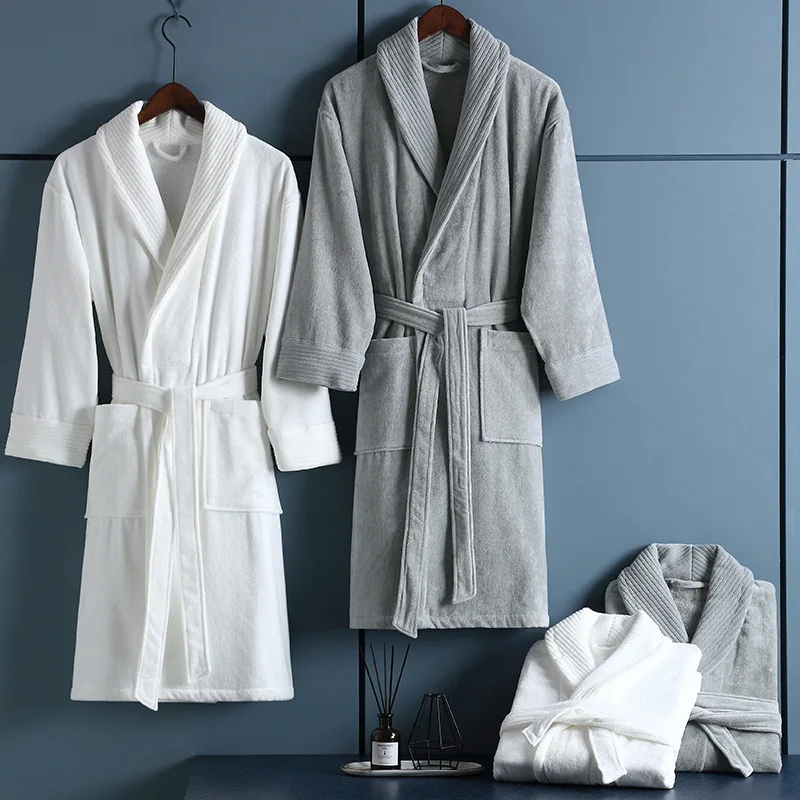 Cross-Border High-End Cotton Double-Layer Cut Terry Bathrobe Five-Star Hotel Cloth Product B & B Hotel Beauty Salon Moisture-Wic