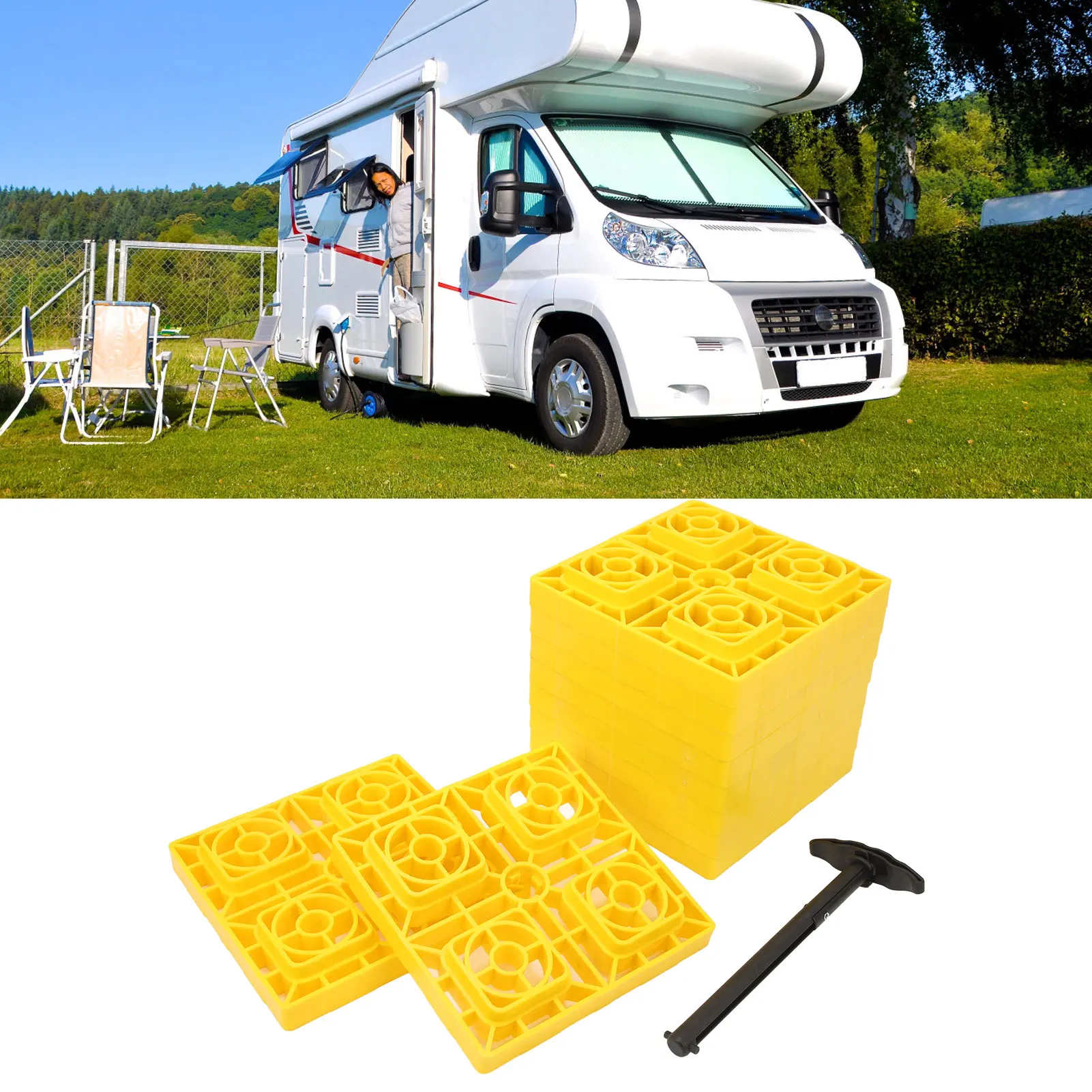 

Heavy Duty Leveling Blocks Easy To Store Sinking Resistant Bottom Leveling Blocks for Car RV Trailer