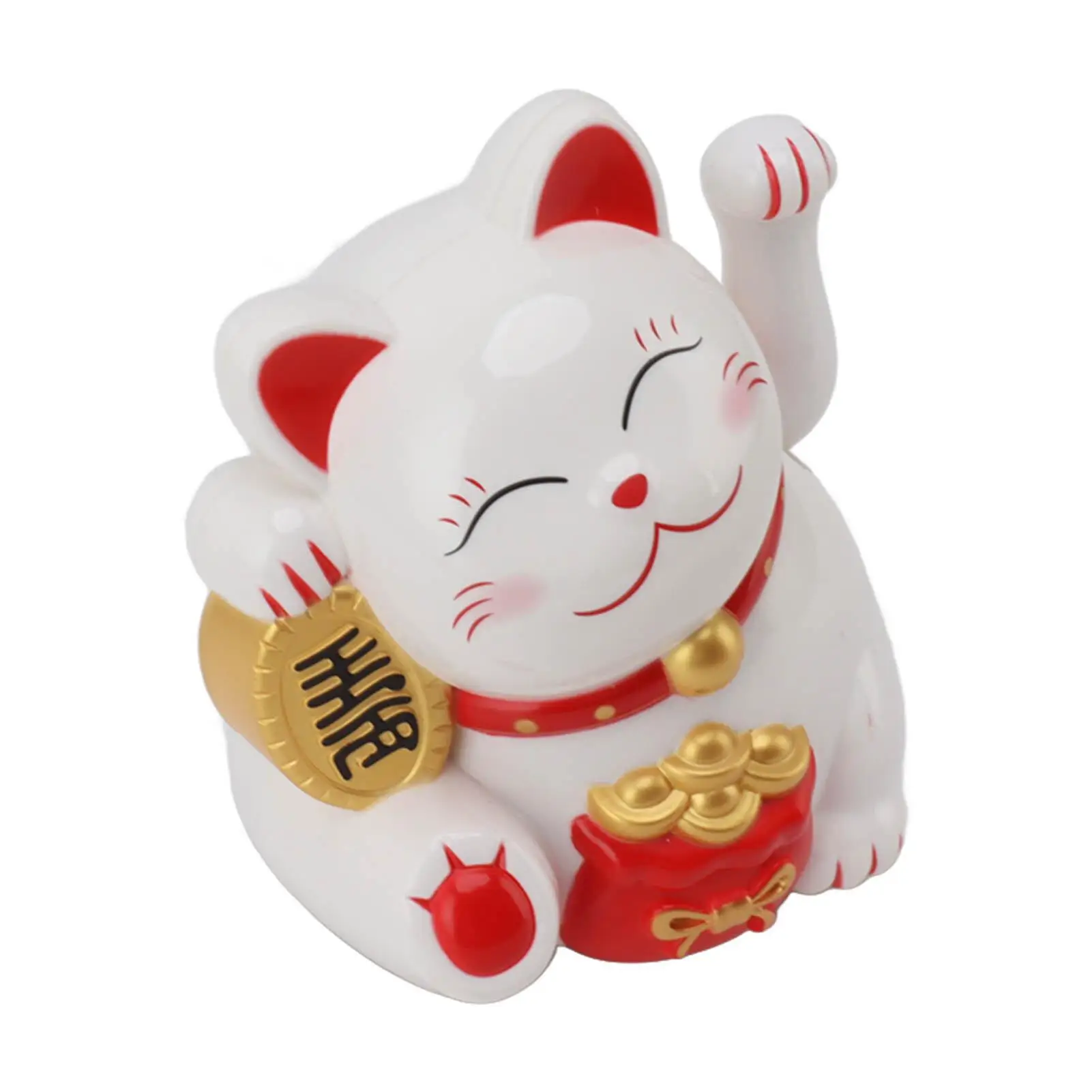 5.5in Waving Arm Lucky Cat Ornament - Cute Plastic Fortune Cat for cashier Desk Decoration