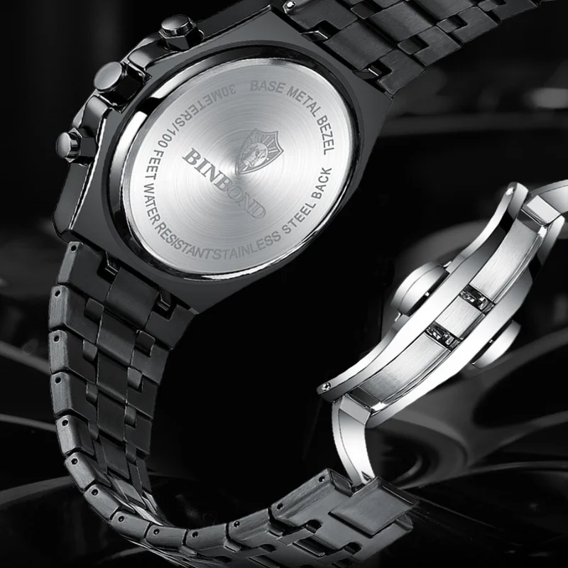Rhombus-shaped Multi-functional Men's Watch Fashionable Business Quartz Watch Durable Steel Strap Calendar Waterproof Wristwatch