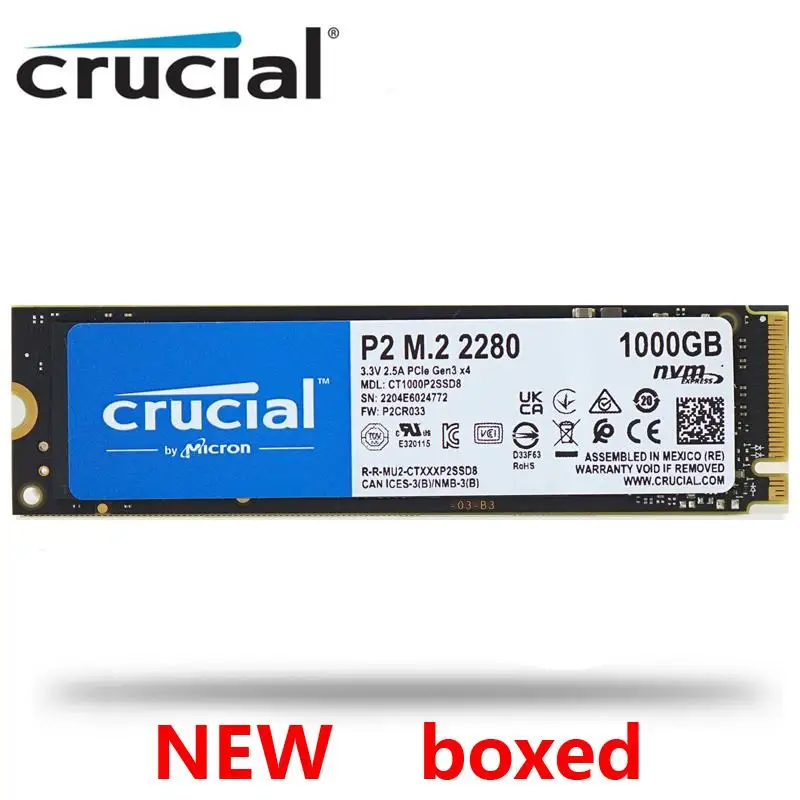 New Crucial P2 250GB 500GB 1TB 2TB SSD PCIe Gen3x4 M.2 2280 Solid State Drive For Laptop Desktop Internal hard drive 500G