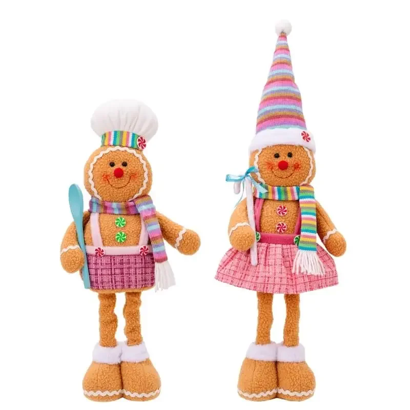 Colorful Christmas Window Display Decors Yuletide Gingerbreads Man Gnomes Plush Pair Unique Ornament for Homes