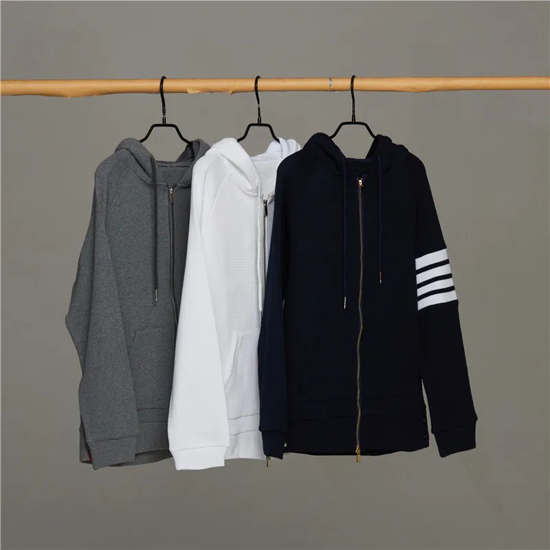 New Wool Hooded Sweatshirts for Man Zipper Cardigan Blouse Jacket Loose Knitted Pockets Casual Coat for Men Outwear Hoodies