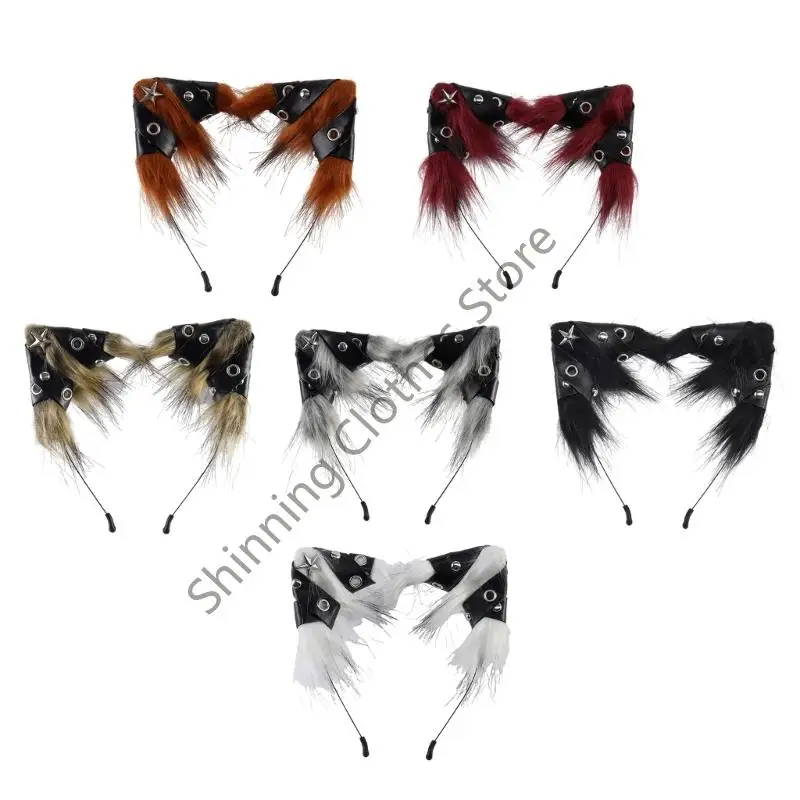 

M68A Faux Furs Wolf/Foxes/Cats Ear Headband Cosplay Headwear Animal Ear Headband