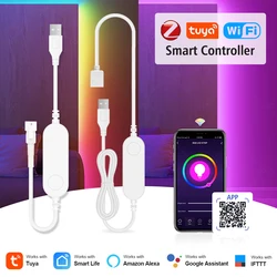 Tuya WiFi Zigbee 3.0 LED Controller DC5V 4pin RGB 5pin RGBW 3Pin WS2812b LED Strip Smart Controller Works with Alexa Google Home