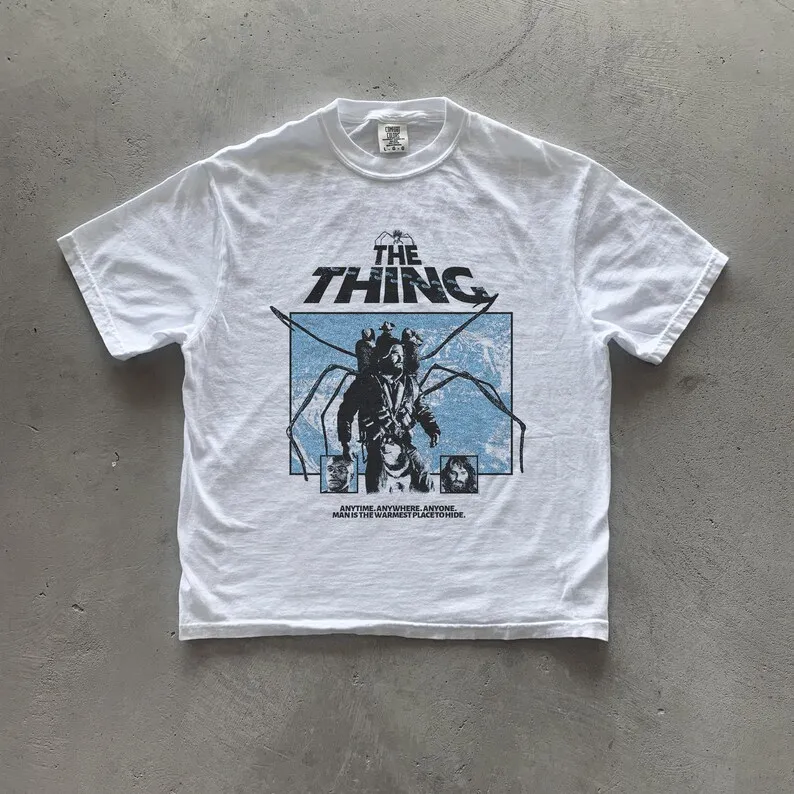 

Vintage 80s Horror Movie T-Shirt Sports Casual Loose Streetwear Cotton Crew Neck Short Sleeve Classic Comfort Top Unisex