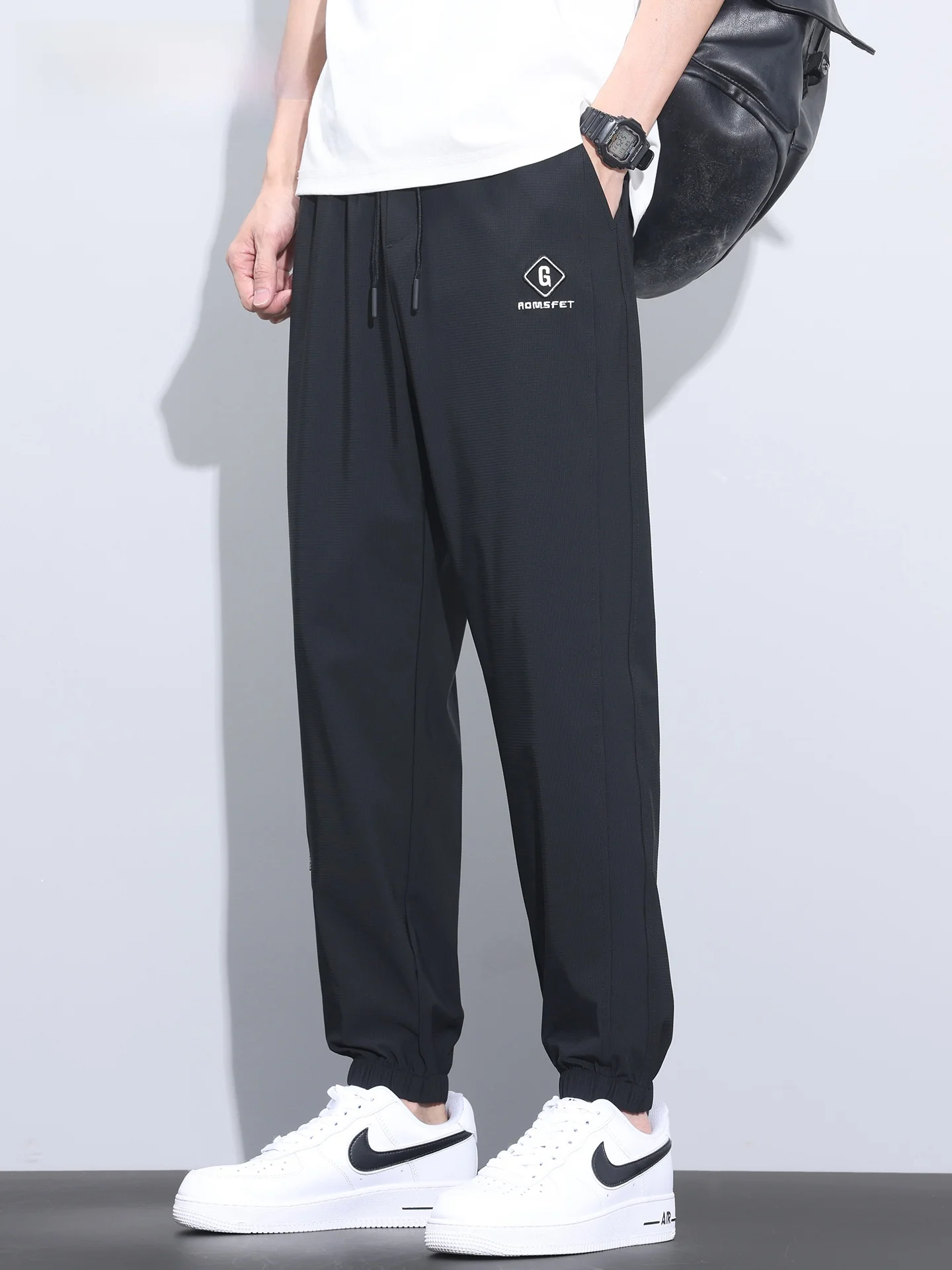 

Mark Fairwhale Ice Silk Men's Casual Pants Quick Dry Sports Cuffed Nine Point Leisure Trousers Spring Summer New Arrival